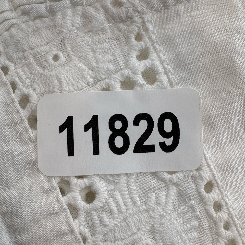 Free People Top Womens M White Eyelet Sleeveless V Neck Tank Cotton Boho Peasant - Picture 14 of 14